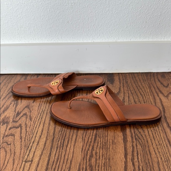 Tory Burch Brown Leather Sandals, Sz 9 - Picture 5 of 12